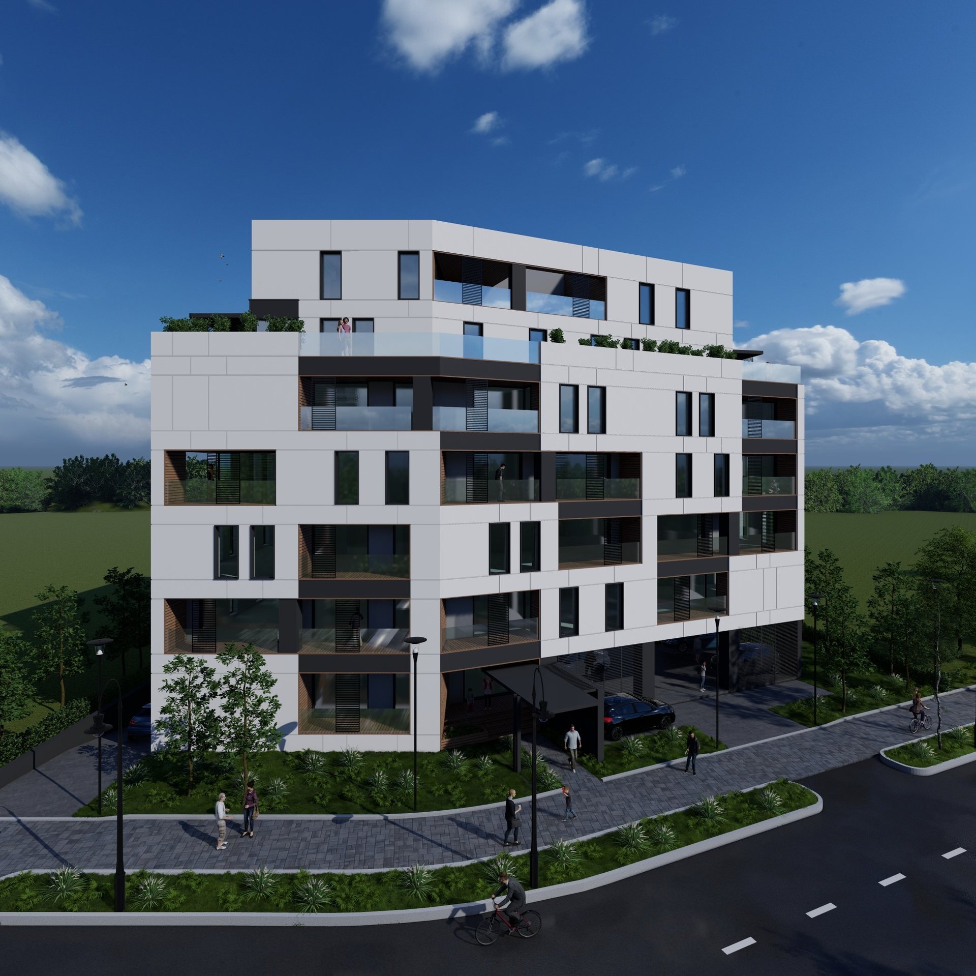 Perspective towards the building — the apartment building on Holban St., District 1 Bucharest, a PPAE project