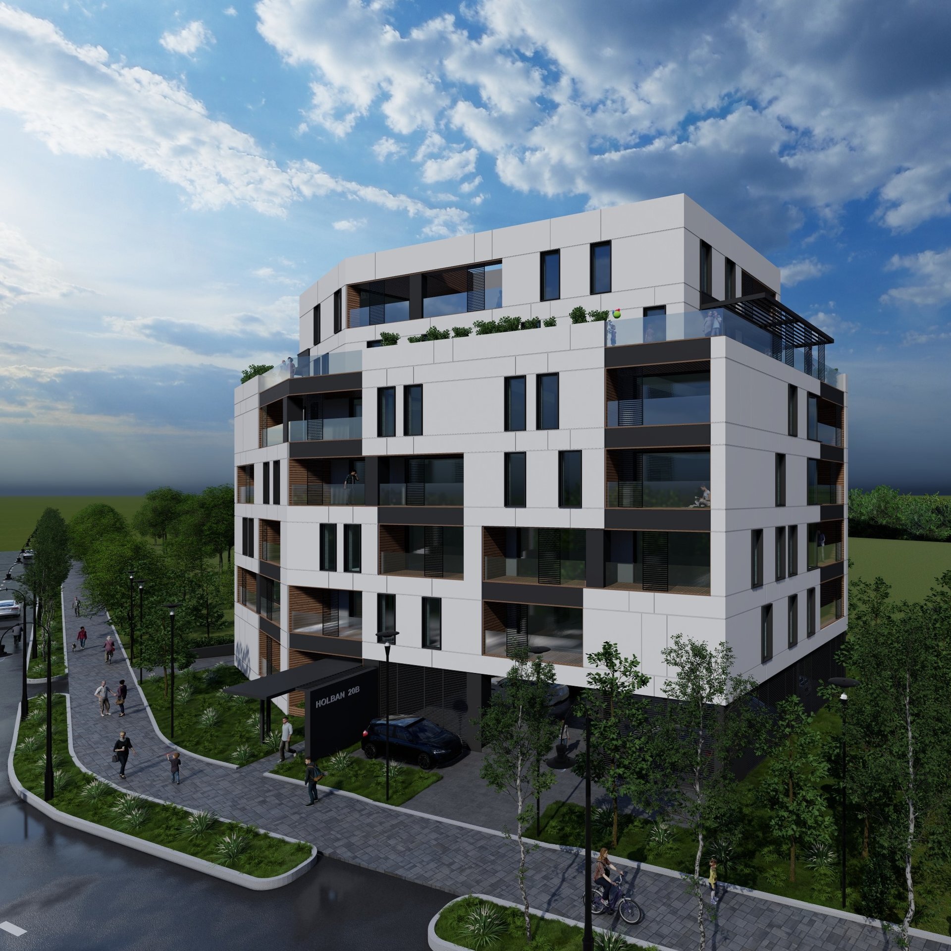Detail of the entrance — the apartment building on Holban St., District 1 Bucharest, a PPAE project