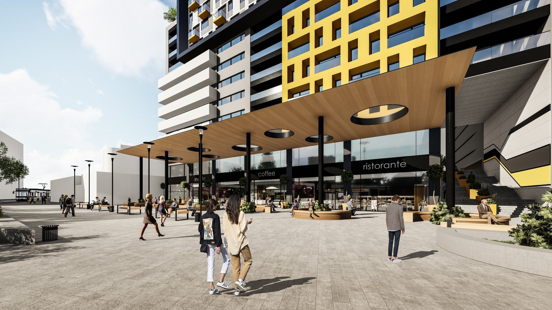 Imagine din galeria proiectului — ansamblul rezidențial și comercial înalt din Oradea, lângă Cetate, proiect PPAE