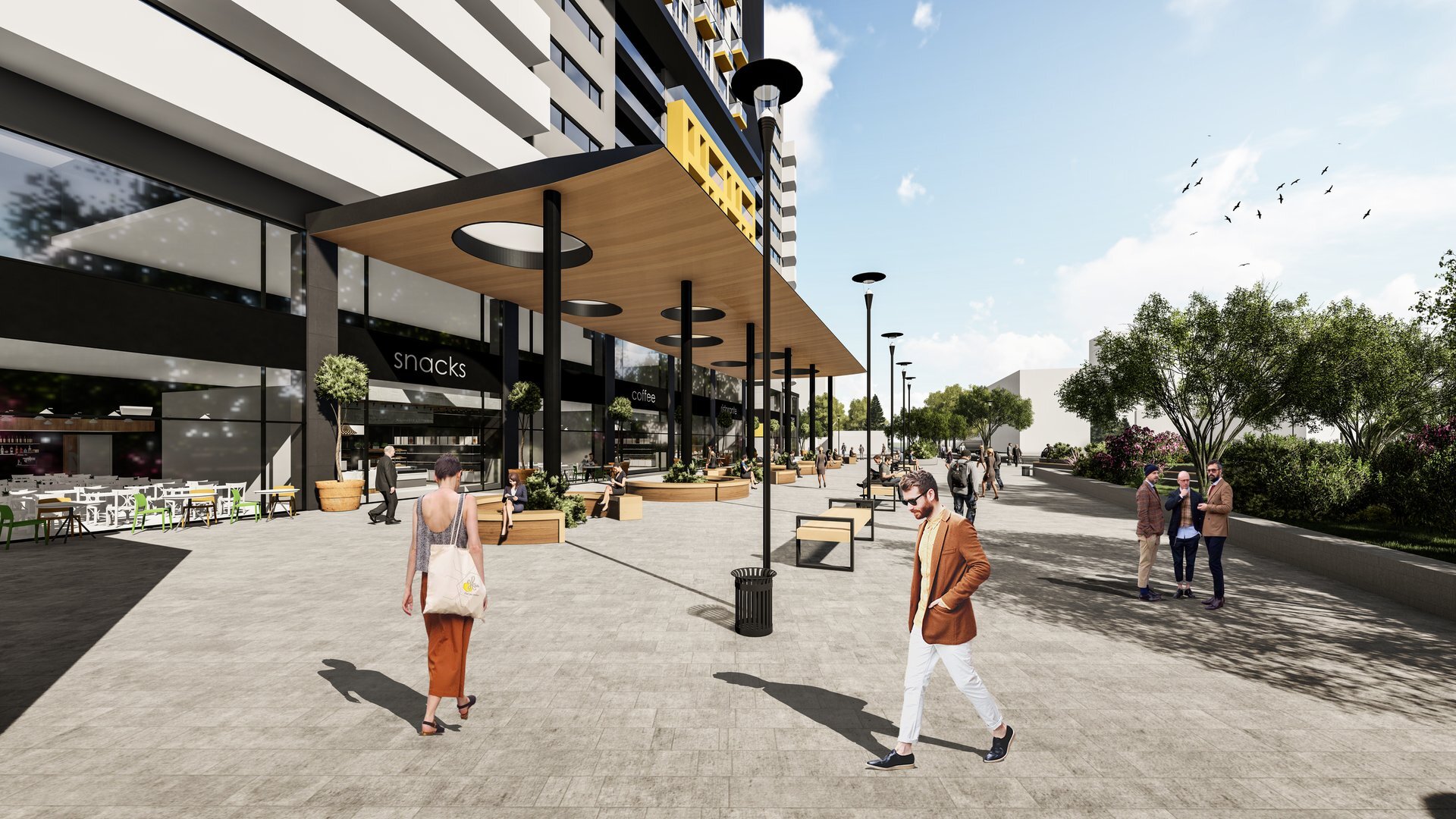 Vedere a fațadei — ansamblul rezidențial și comercial înalt din Oradea, lângă Cetate, proiect PPAE