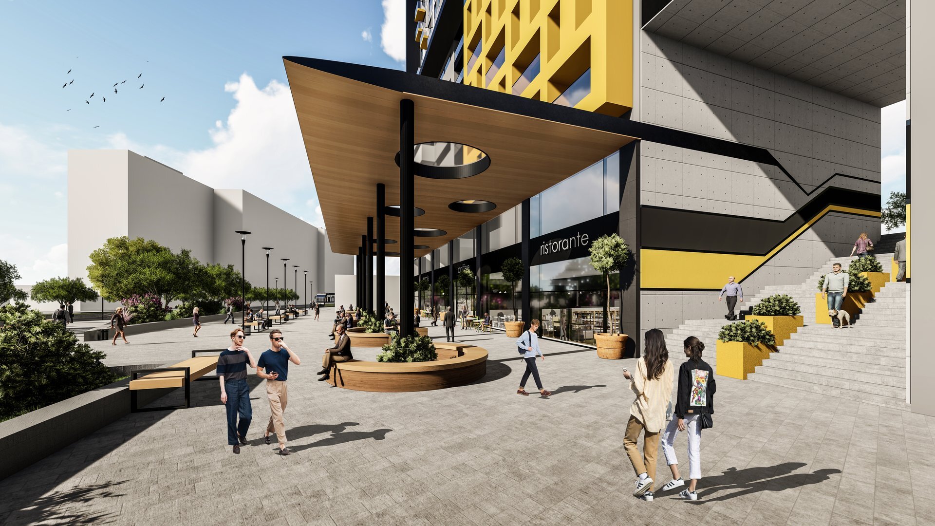 Detaliu de arhitectură — ansamblul rezidențial și comercial înalt din Oradea, lângă Cetate, proiect PPAE