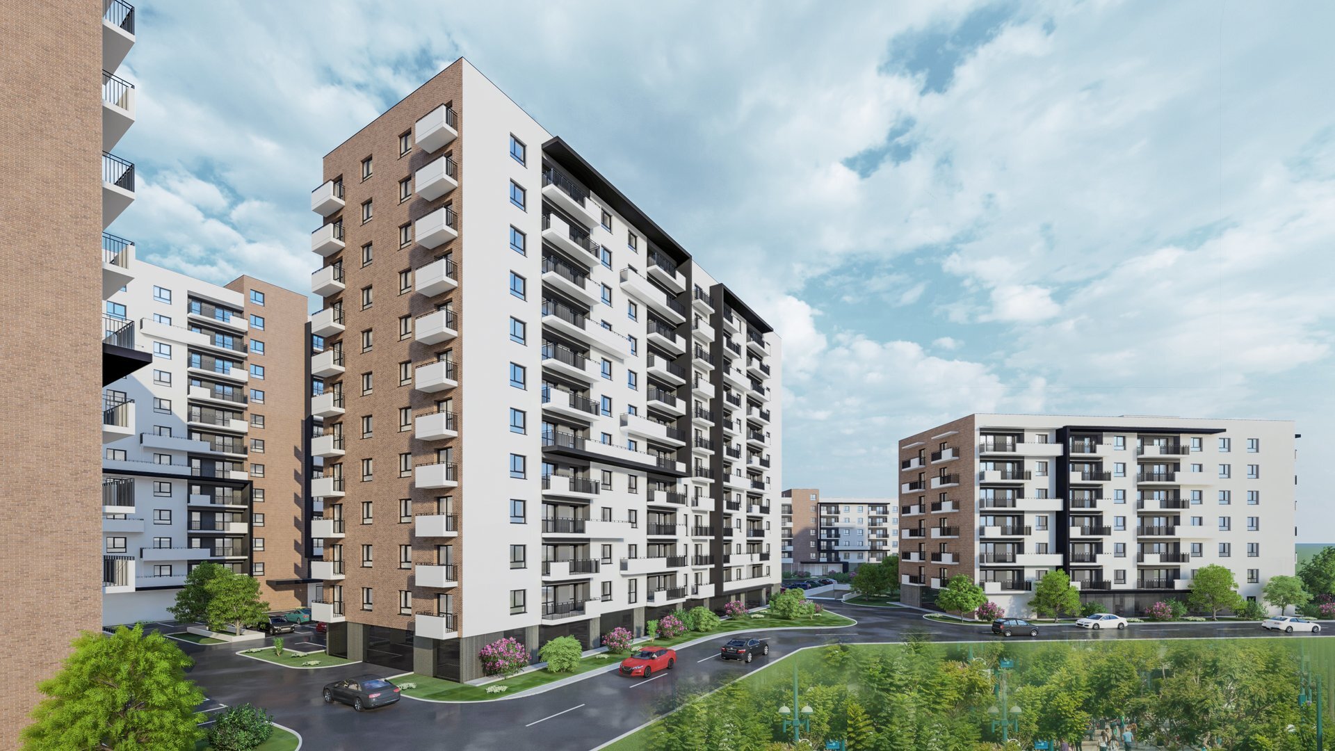 Turnurile rezidențiale Vienna Parkside Residence din sudul sectorului 4 București, dezvoltare înaltă de mare densitate, proiect de arhitectură PPAE