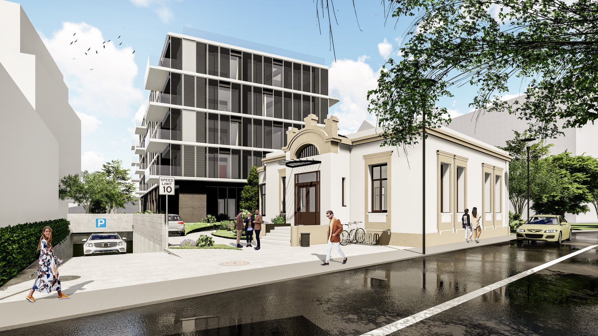 The premium apartment building on Matei Basarab St., alongside the preserved historic-monument house, District 3 Bucharest, a PPAE project