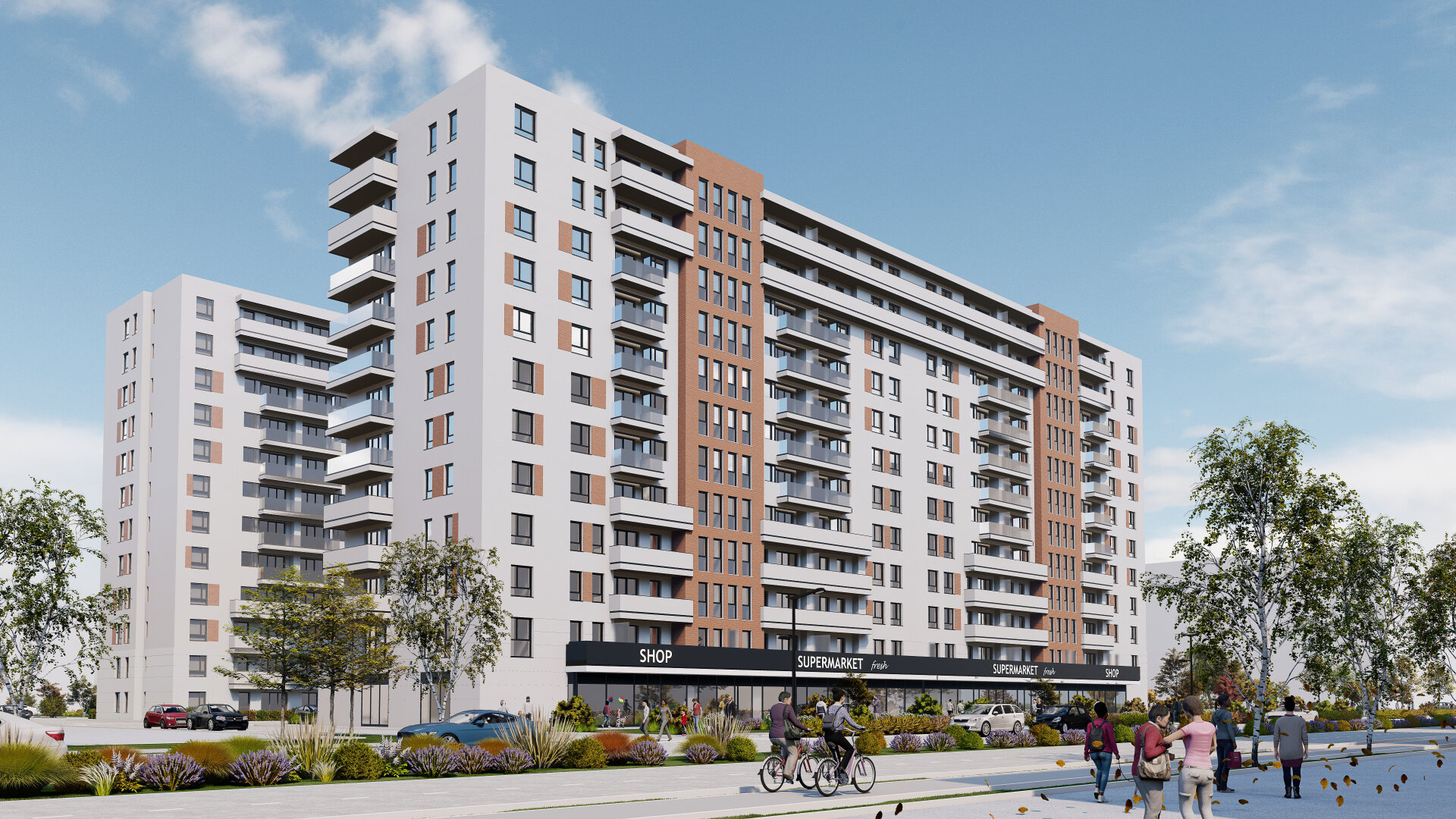 Ansamblul rezidențial Drumul Taberei Residence 3 pe artera Valea Largă, clădiri dispuse aerisit cu spații verzi, proiect PPAE