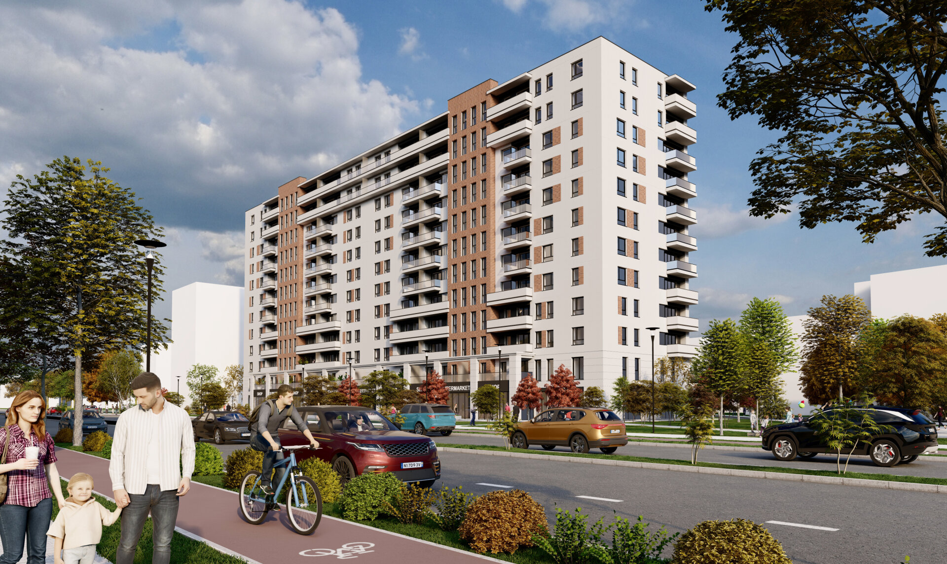Frontul comercial la parter spre bulevardul Valea Largă, Drumul Taberei Residence 3, proiect PPAE