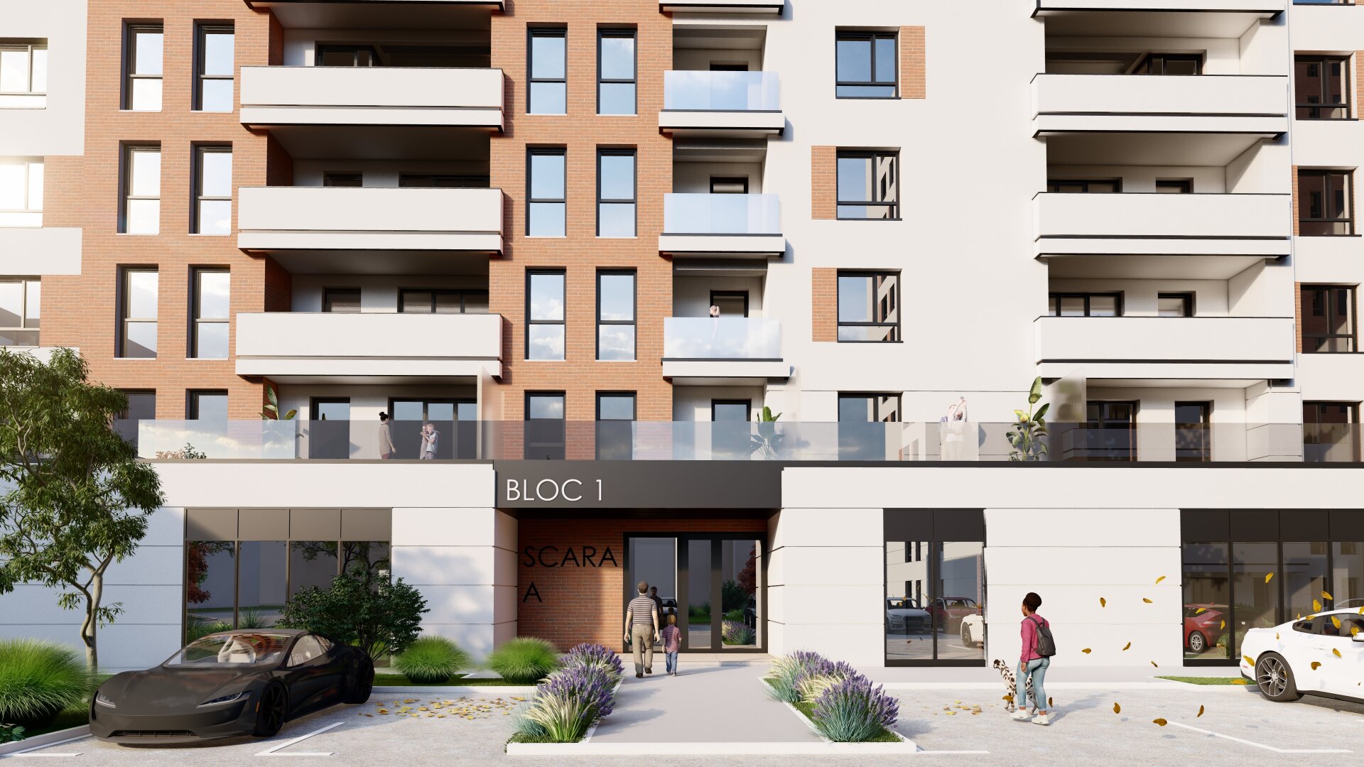 Vedere de ansamblu cu distanțe mari între clădiri și parc public la stradă, Drumul Taberei Residence 3, proiect PPAE