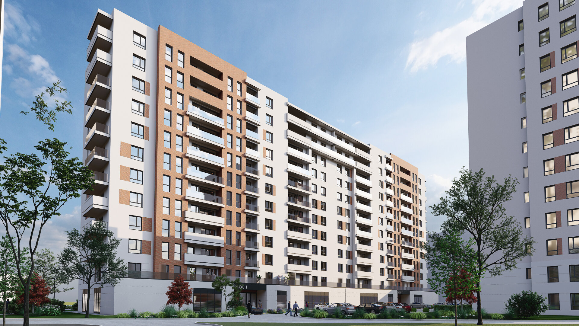 Vedere a fațadei — ansamblul rezidențial Drumul Taberei Residence 3, str. Valea Largă, sector 6 București, proiect PPAE