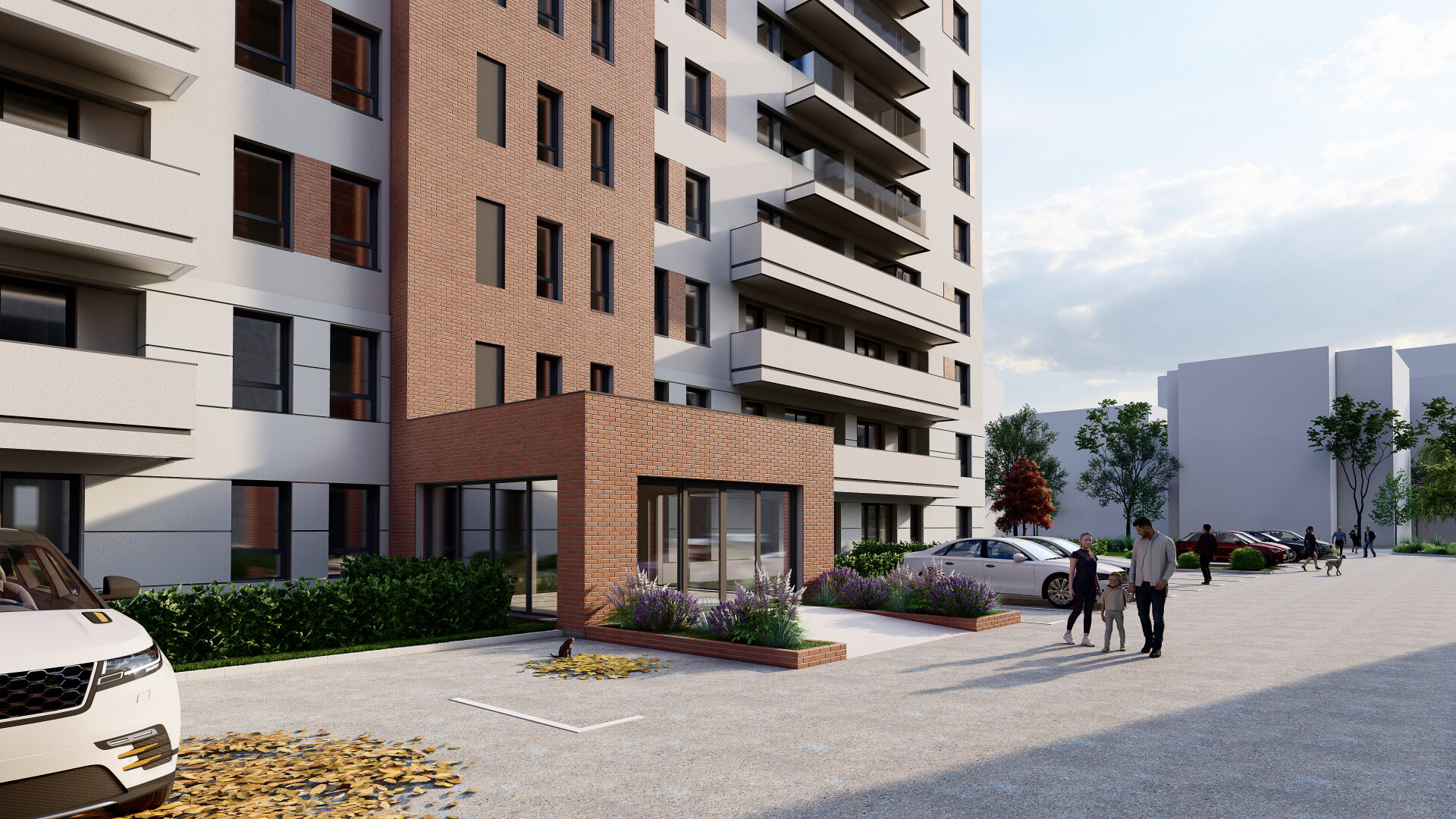 Detaliu de arhitectură al fațadei — ansamblul rezidențial Drumul Taberei Residence 3, str. Valea Largă, sector 6 București, proiect PPAE