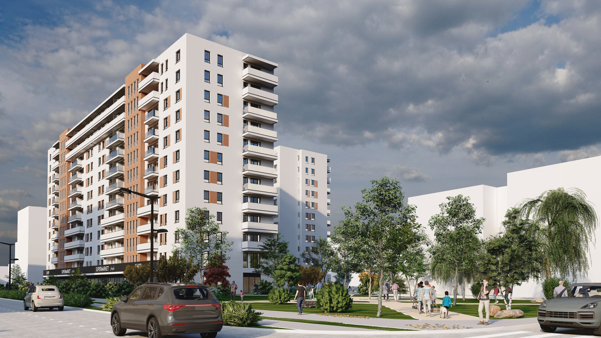 Perspectivă către clădire — ansamblul rezidențial Drumul Taberei Residence 3, str. Valea Largă, sector 6 București, proiect PPAE