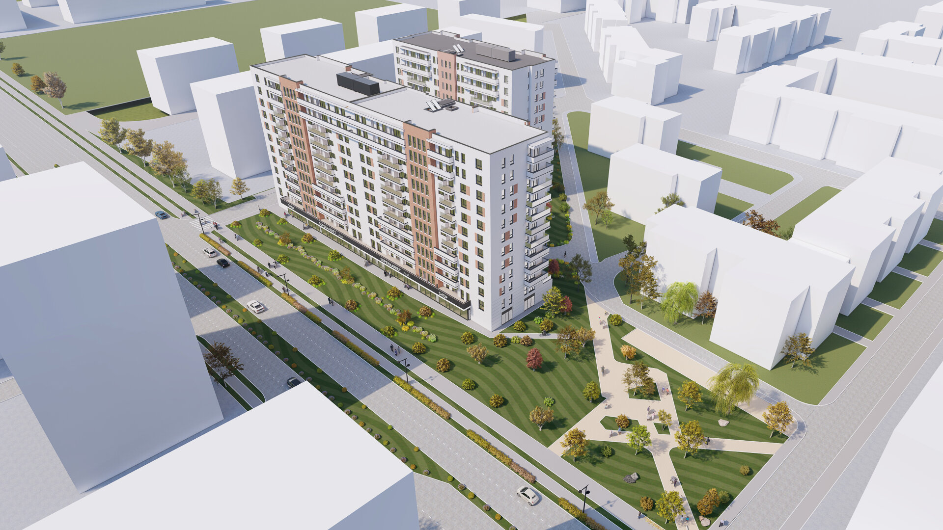 Detaliu al intrării — ansamblul rezidențial Drumul Taberei Residence 3, str. Valea Largă, sector 6 București, proiect PPAE
