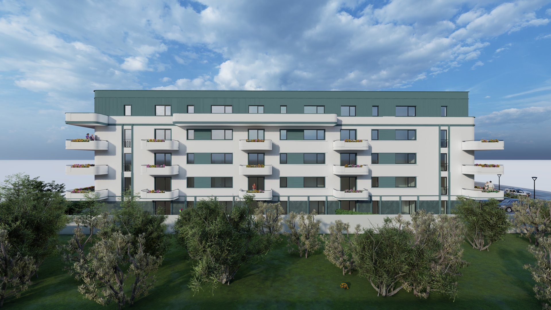 Vedere de ansamblu a clădirii rezidențiale My Place Residence din seria „My Place”, jud. Ilfov, proiect PPAE