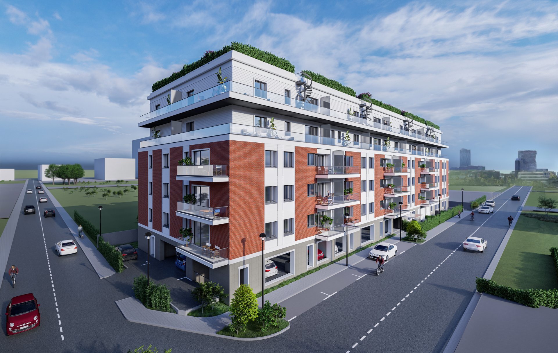 Overall view of the Golden Jaraso apartment building in Pipera, Ilfov County, a PPAE project