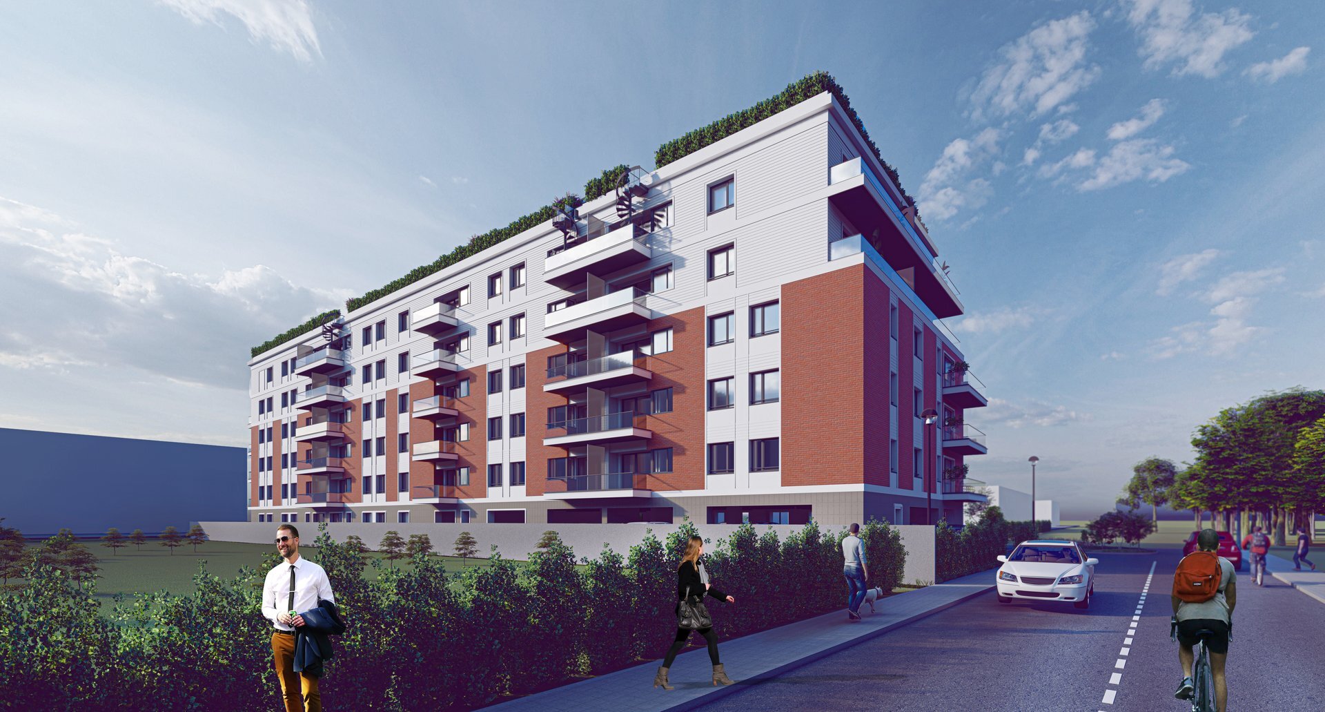 Architectural detail — the Golden Jaraso apartment building in Pipera, a PPAE project