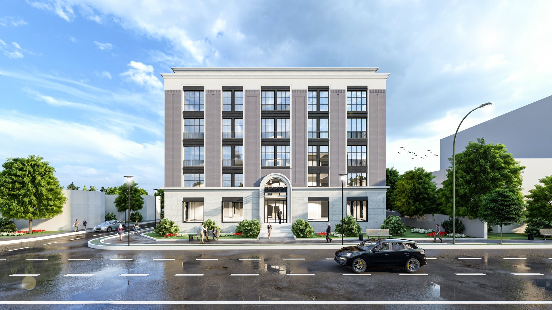 Facades of classical inspiration reinterpreted in a contemporary key, exposed brick and natural stone, the Terragaz Șișești project, a PPAE project